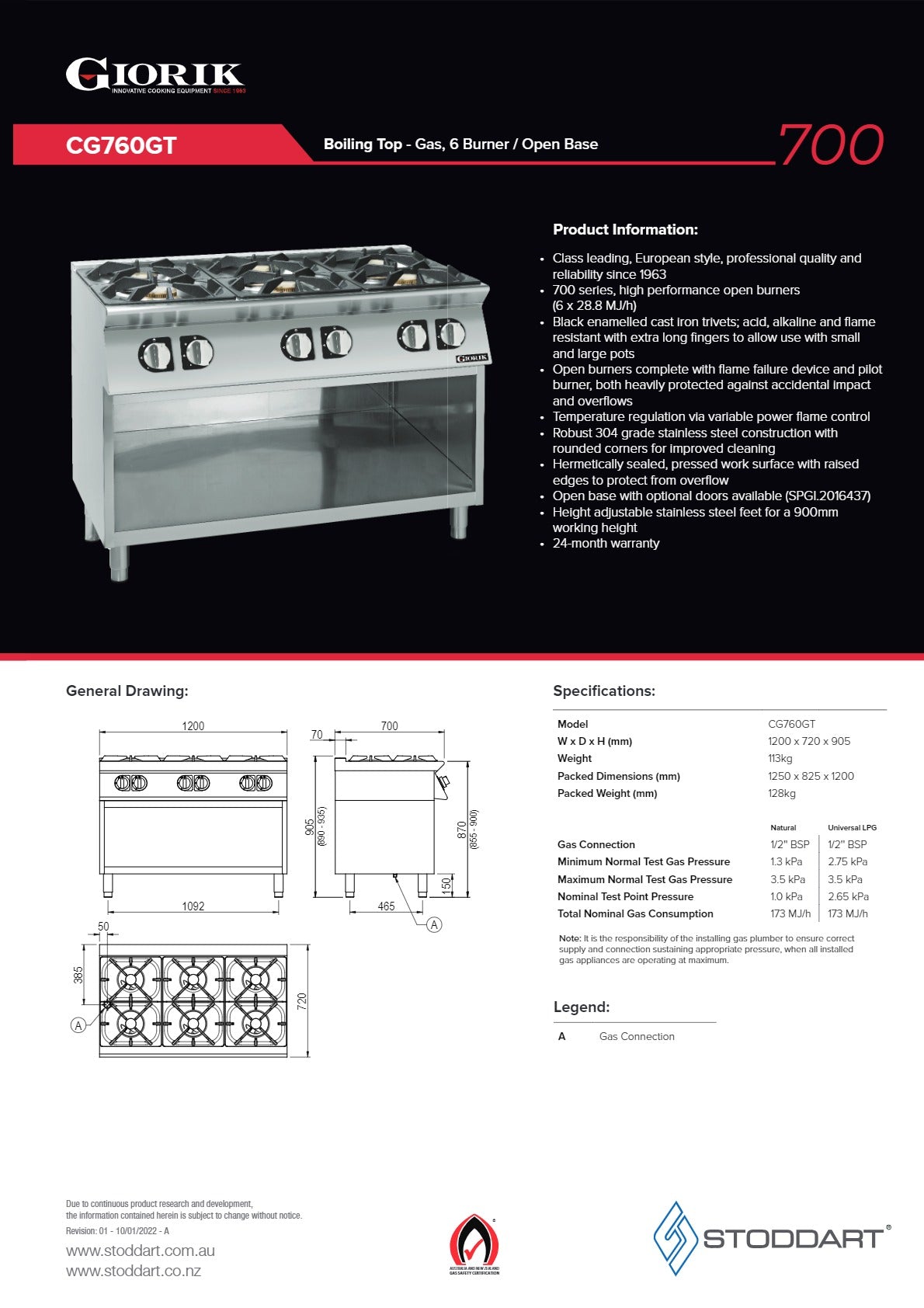 Thumbnail - Giorik 700 Series CG760GT - Cook Top With Open Base