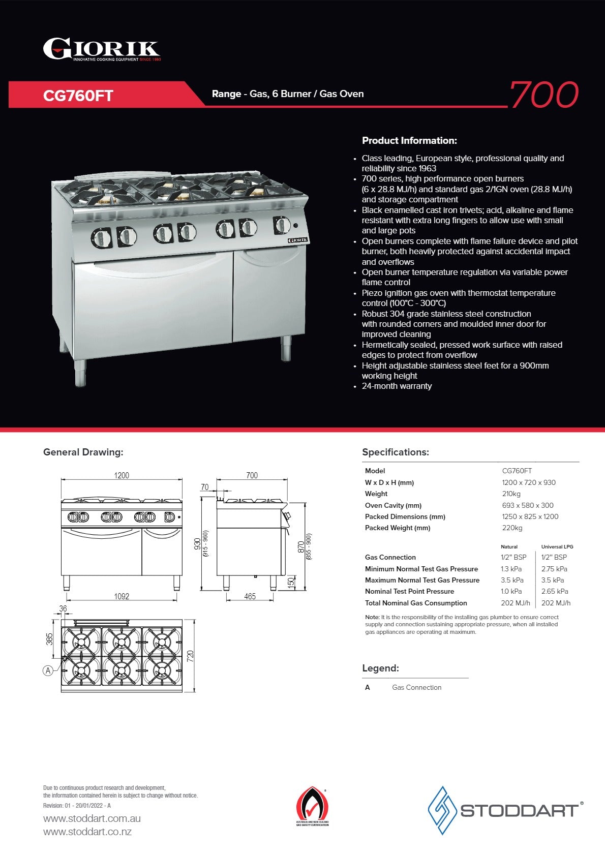 Thumbnail - Giorik 700 Series CG760FT - Range Oven