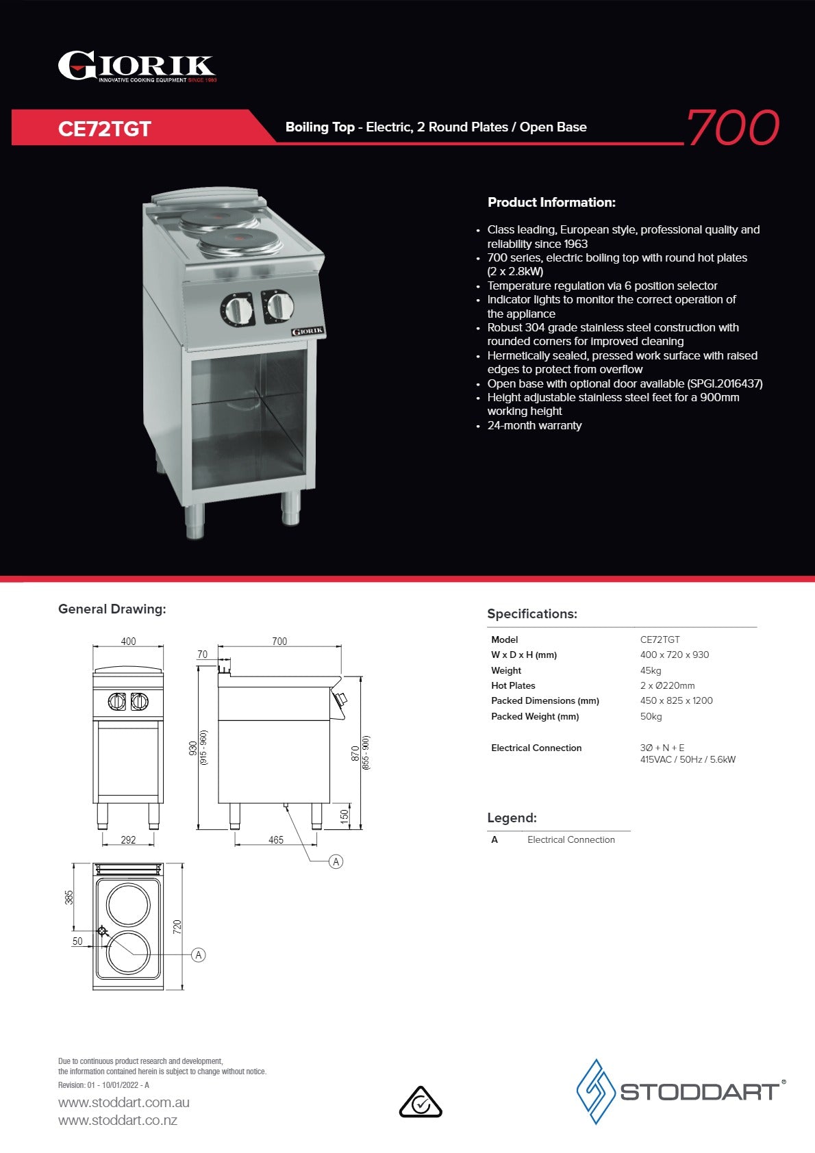 Thumbnail - Giorik 700 Series CE72TGT - Cook Top With Open Base