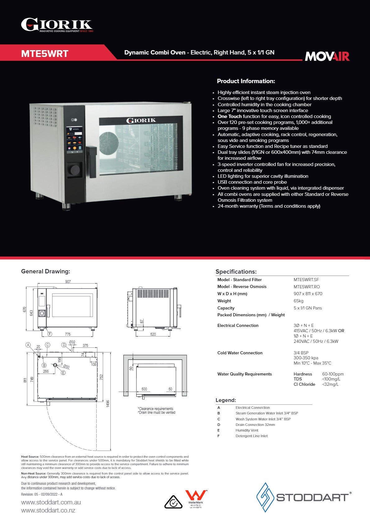 Thumbnail - Giorik Movair MTE5WRT.SF.H - Combi Oven