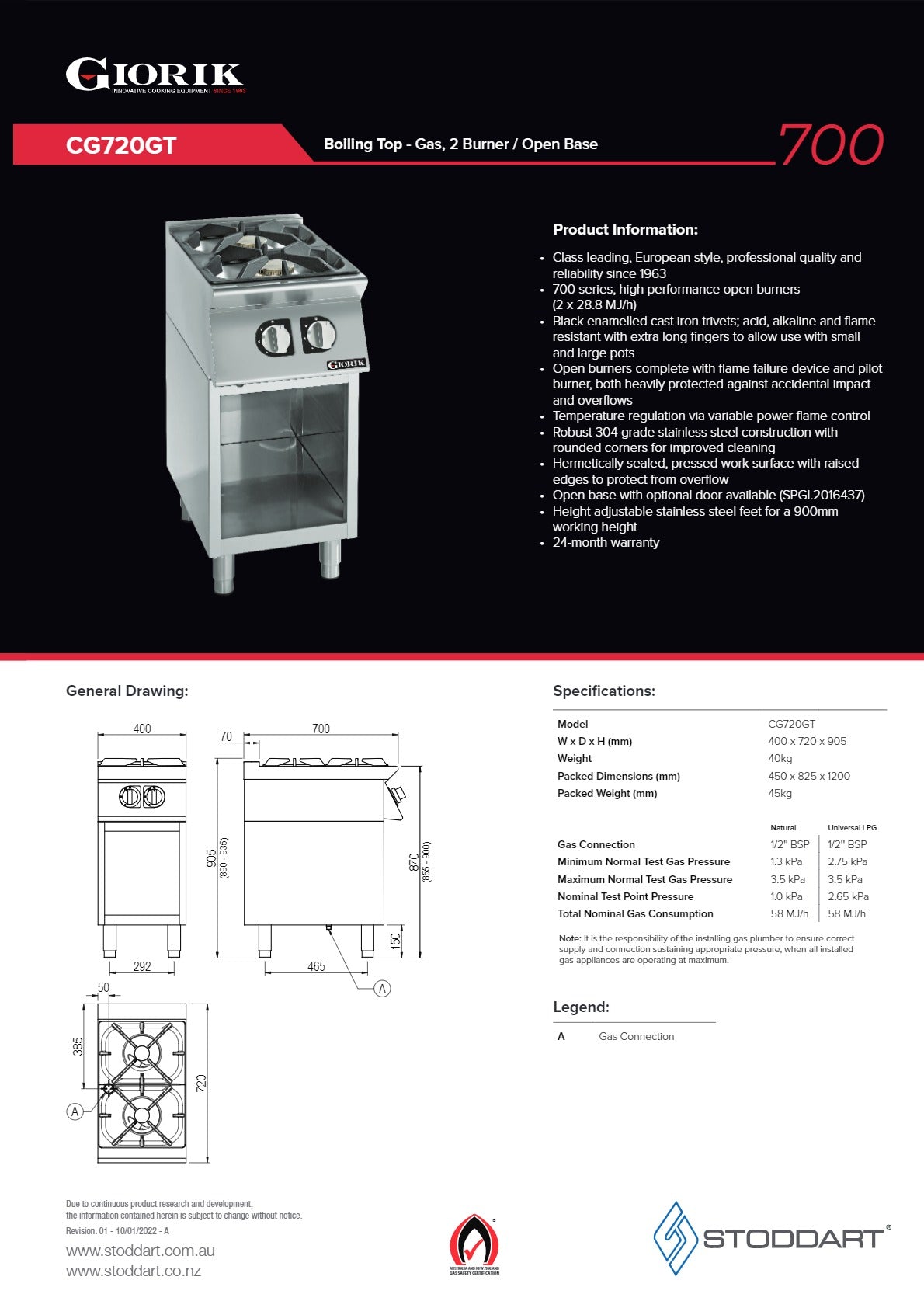 Thumbnail - Giorik 700 Series CG720GT - Cook Top With Open Base