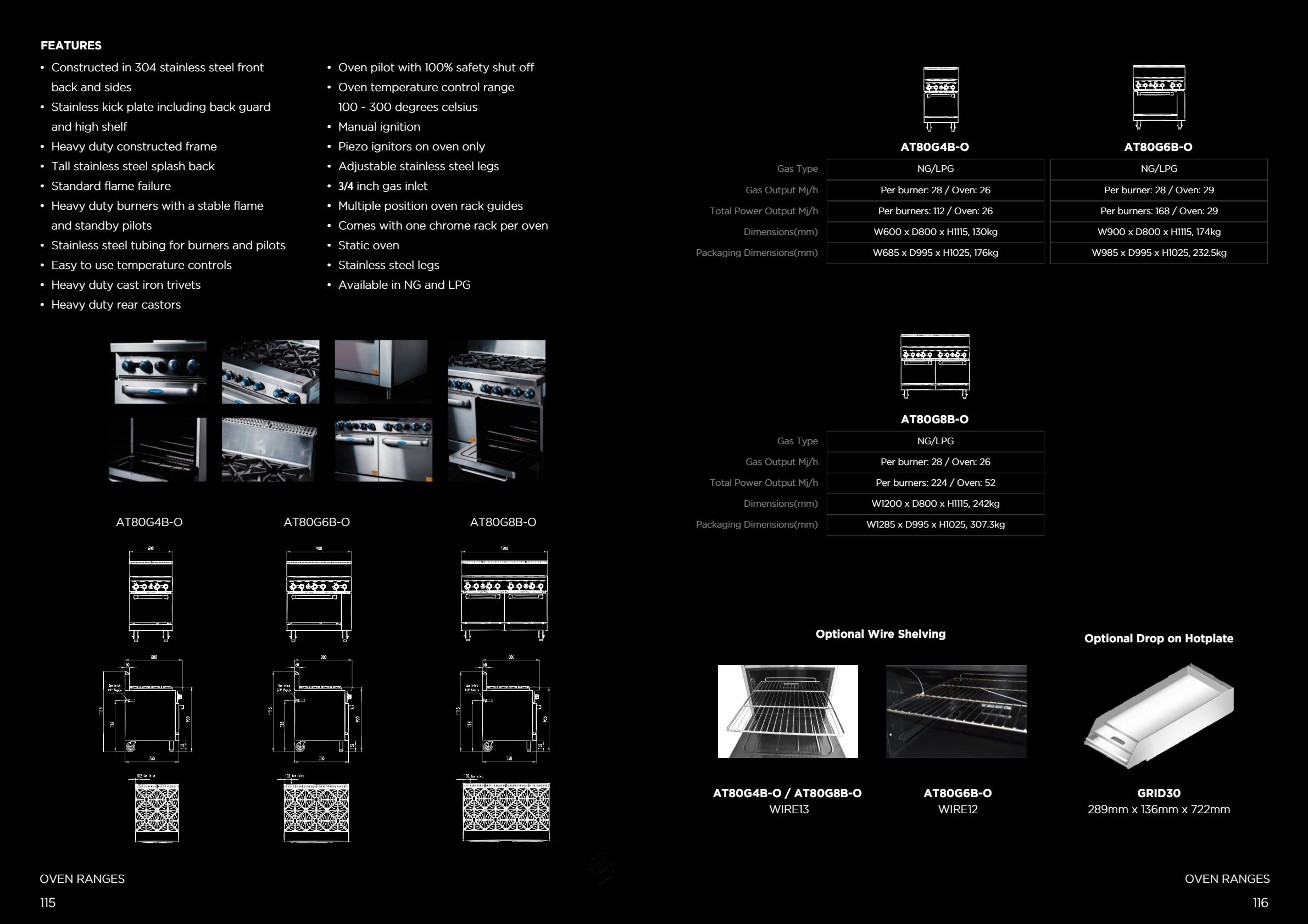 Thumbnail - Cookrite AT80G6B-O-LPG - Range Oven