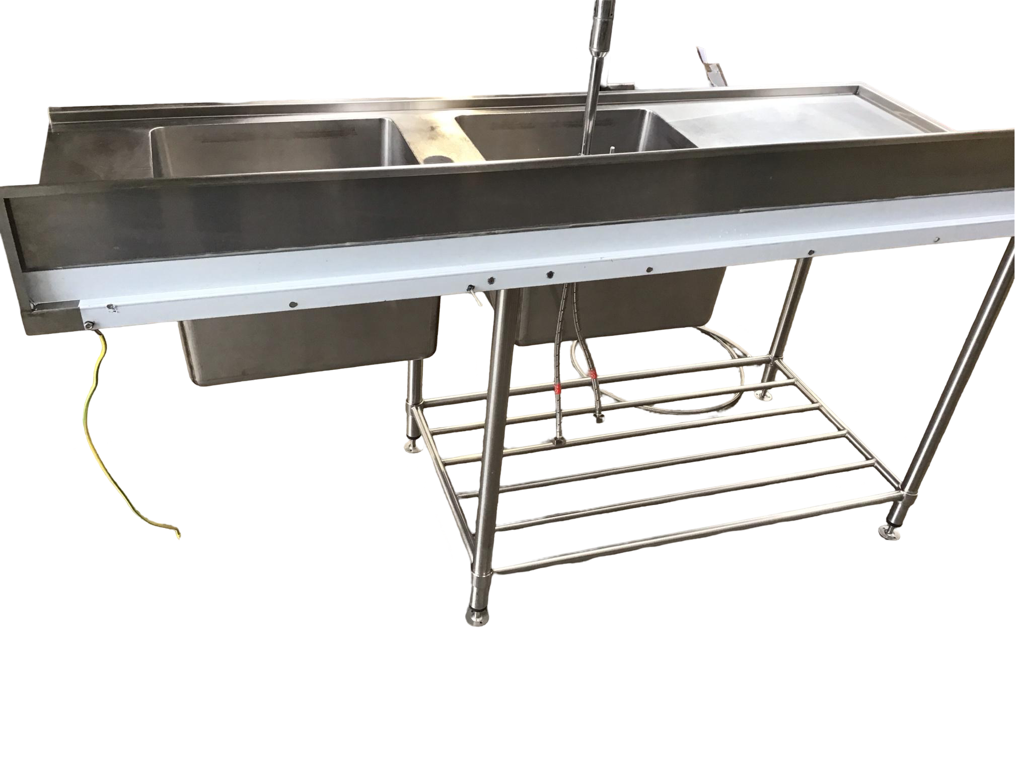 Inlet Bench Double Modular Sink, Sink Waste + Pre-Rinse Spray Arm