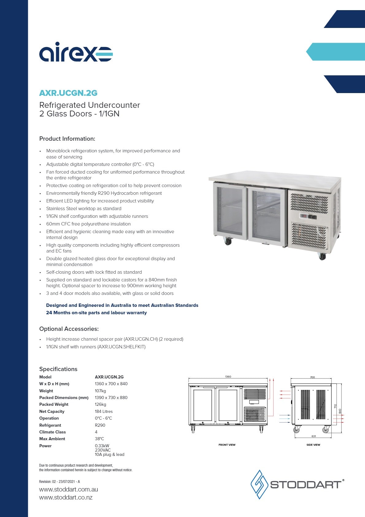 Thumbnail - Airex AXR.UCGN.2G.900H - Underbench Fridge