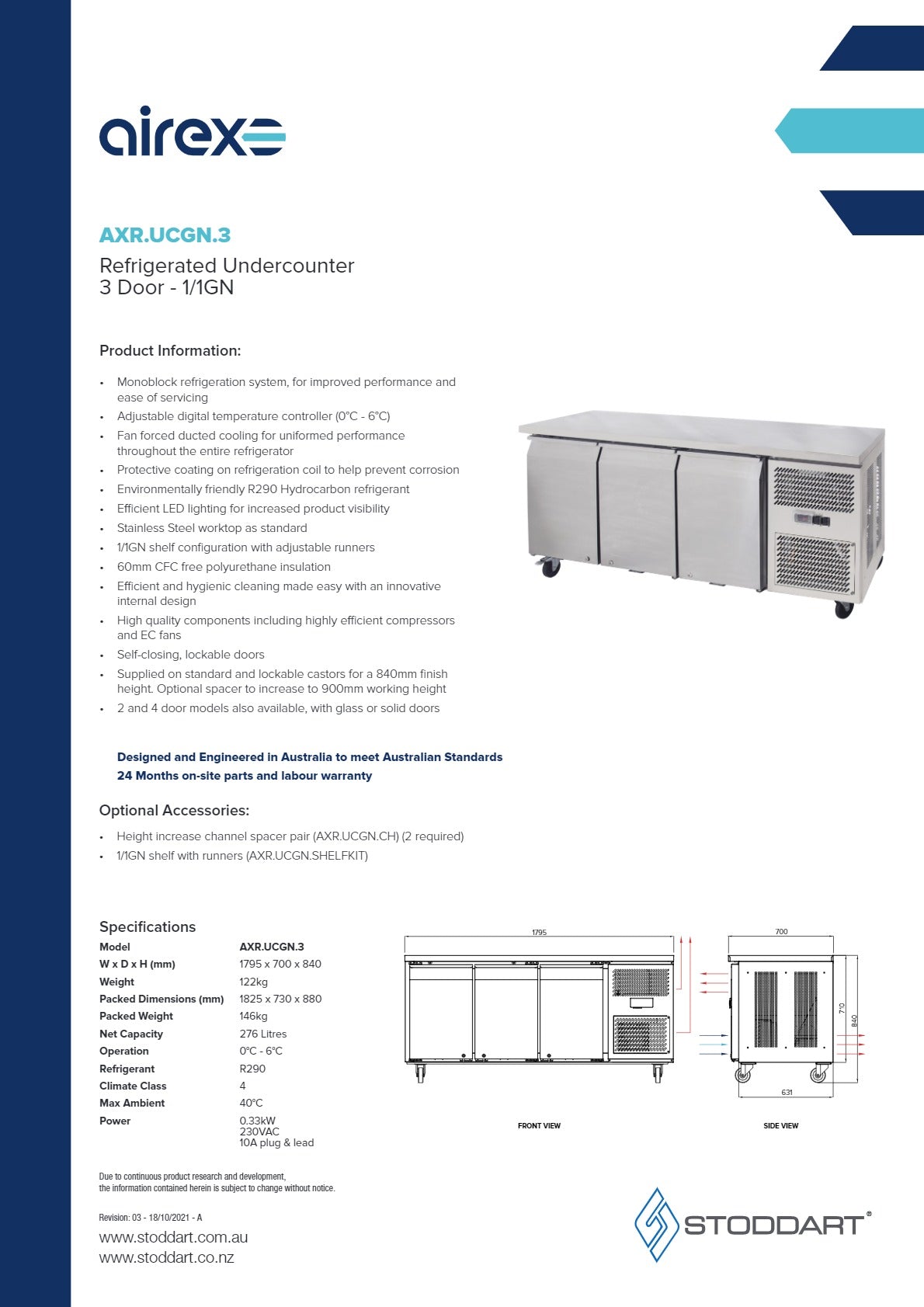 Thumbnail - Airex AXR.UCGN.3 - Underbench Fridge