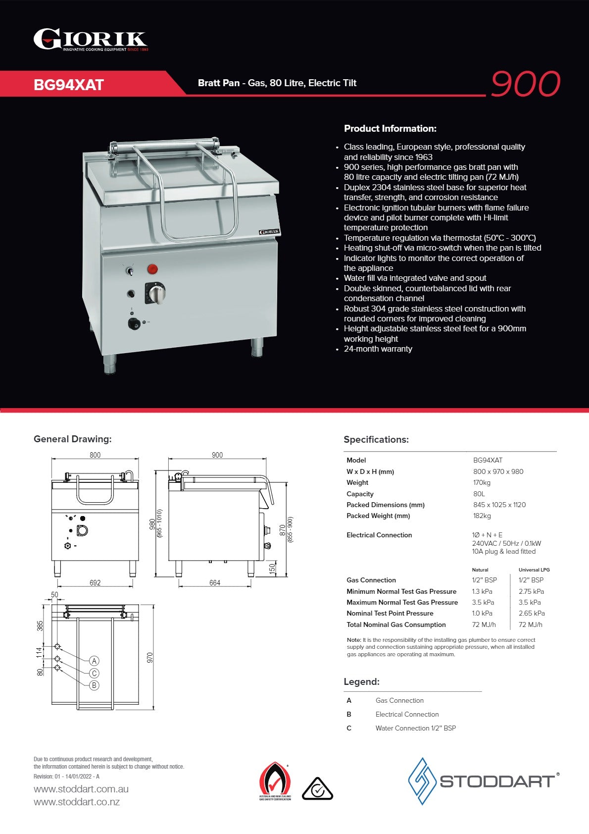 Giorik BG94XAT - Automatic Tilt Bratt Pan