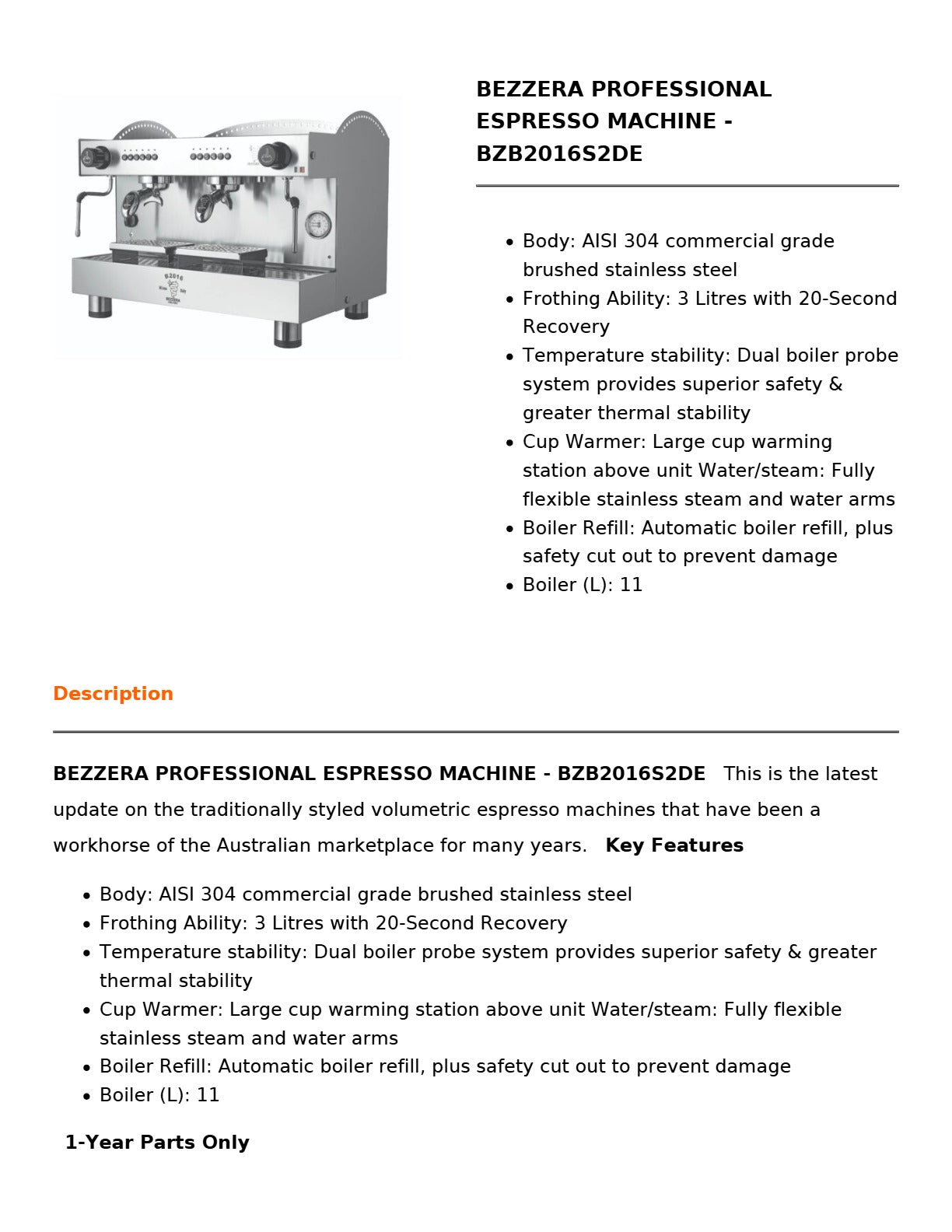 Bezzera BZB2016S2DE - 2 Group Coffee Machine