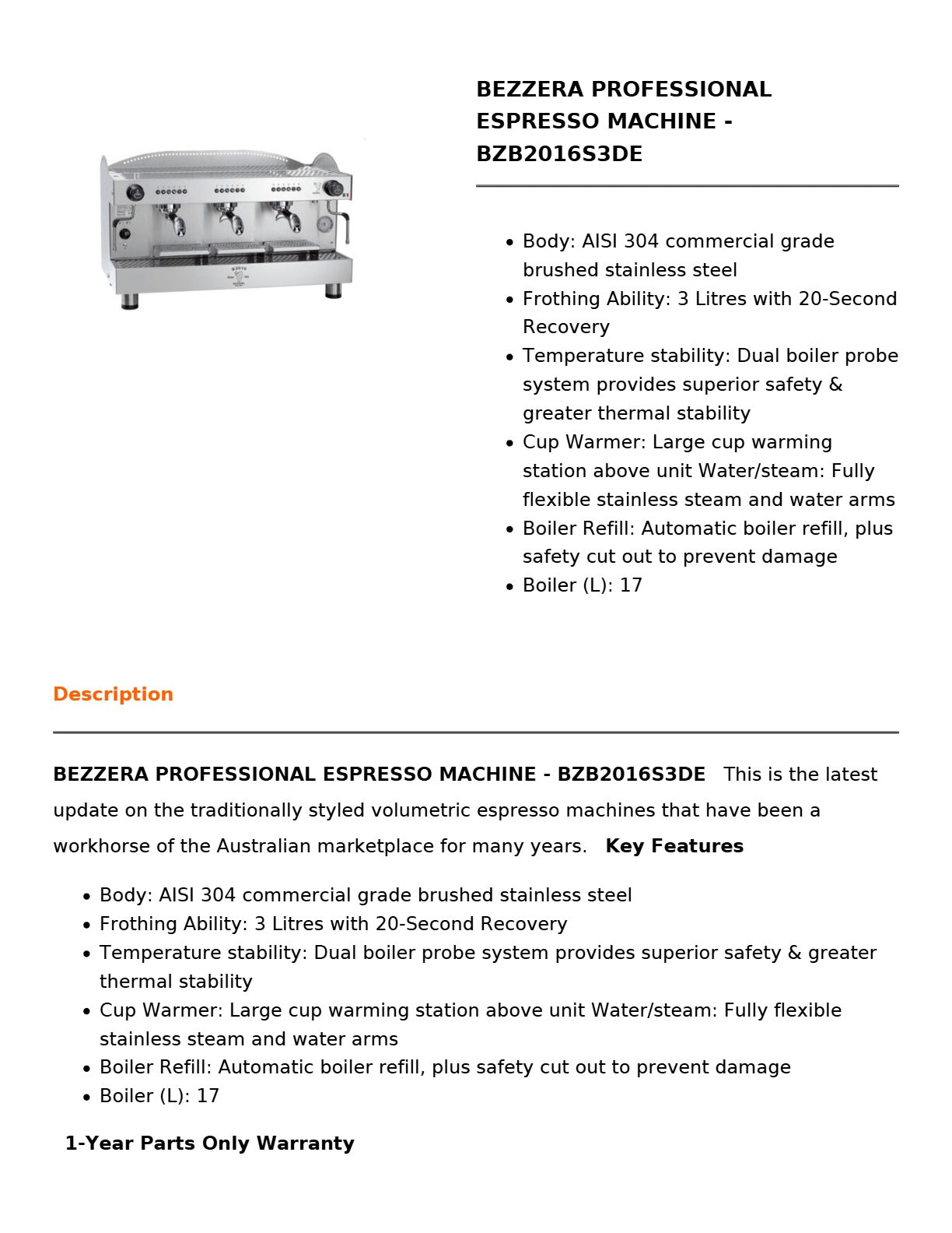 Bezzera BZB2016S3DE - 3 Group Coffee Machine