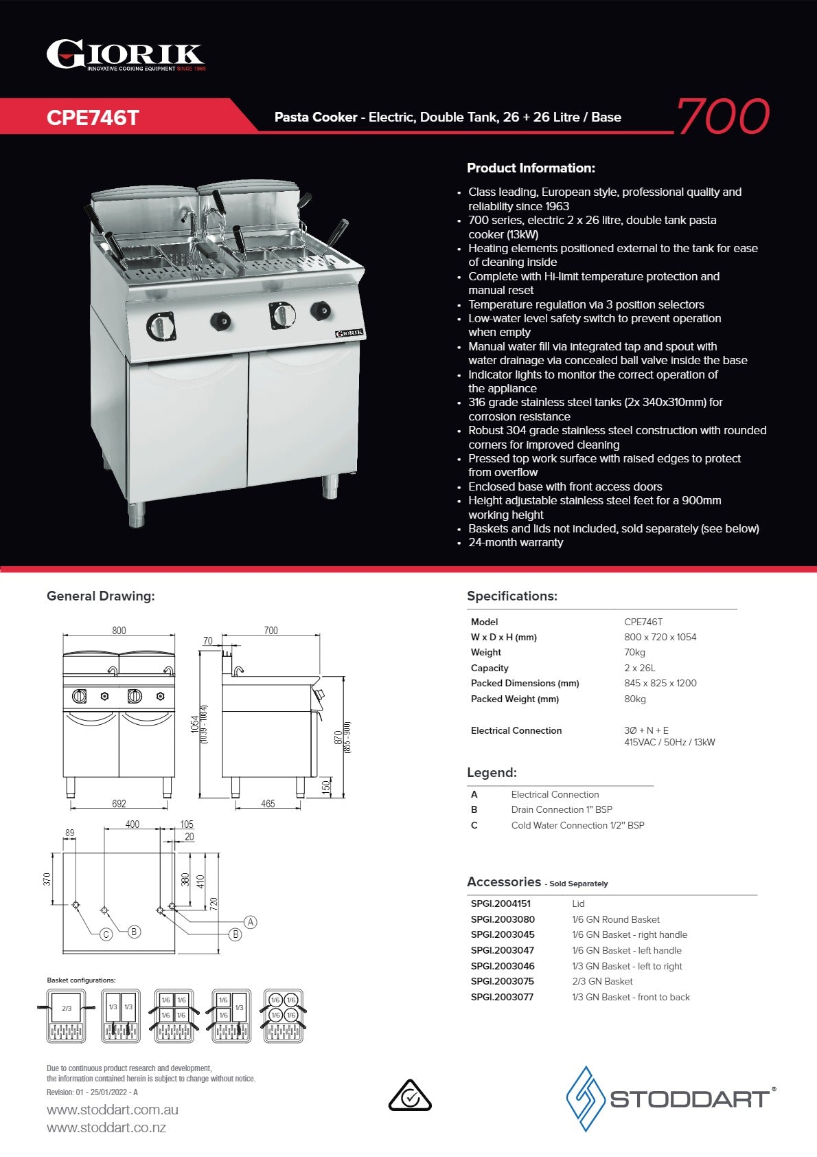 Giorik CPE746T - Pasta Cookers