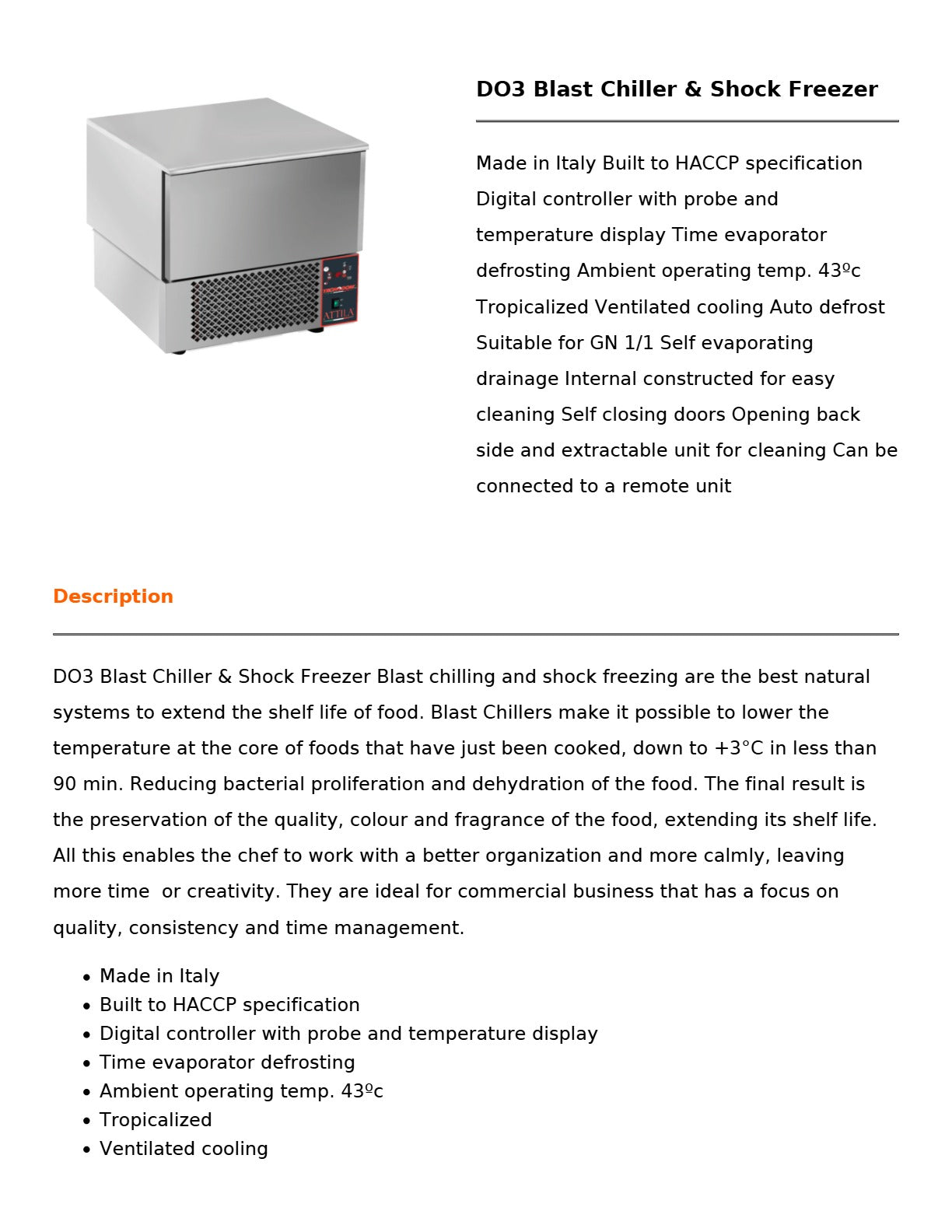 Tecnodom DO3 - Blast Chiller & Shock Freezer