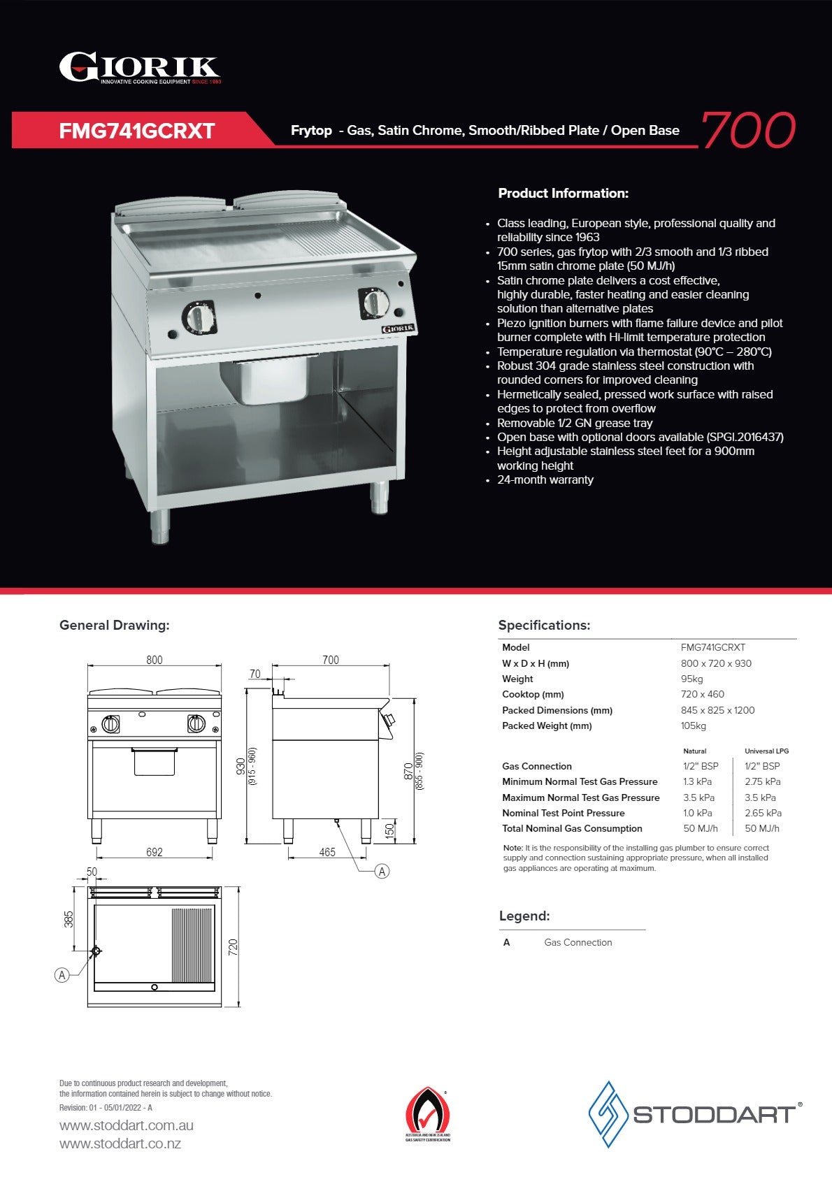 Giorik FMG741GCRXT - Griddle