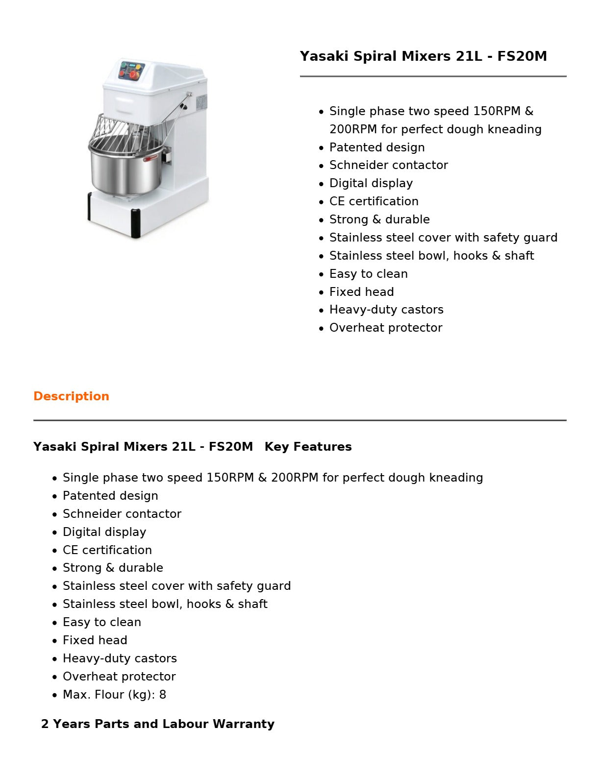 Yasaki FS20M - Spiral Mixer