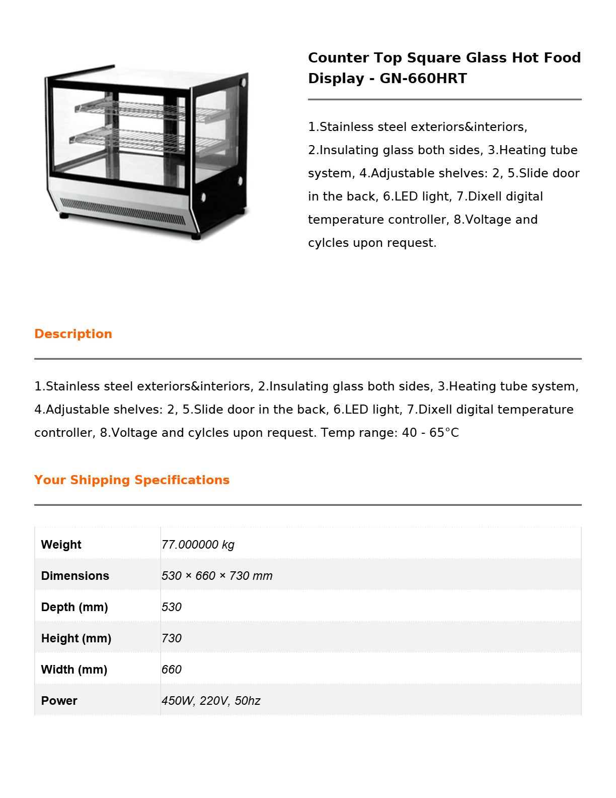 Bonvue GN-660HRT - Hot Food Display