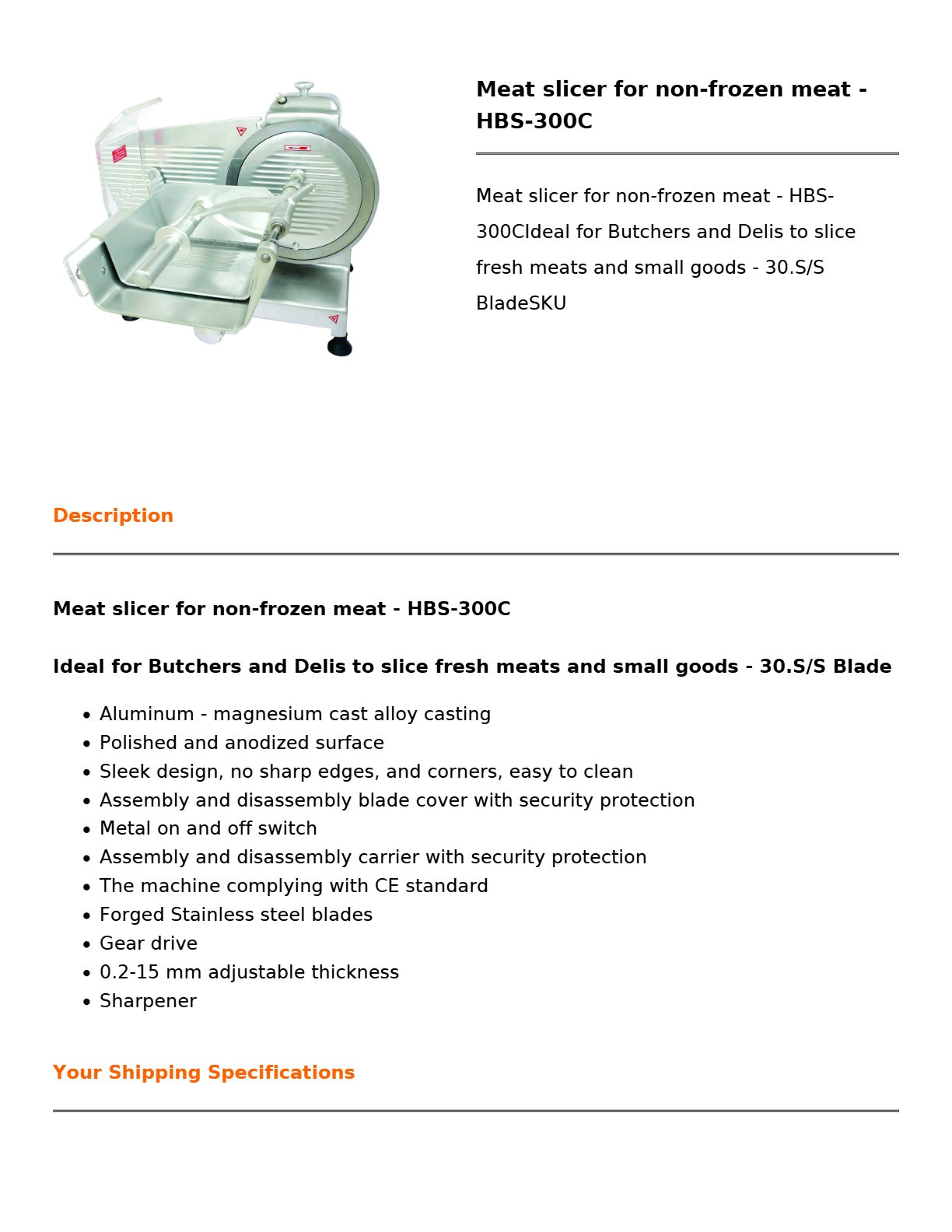 Yasaki HBS-300C - Meat Slicer