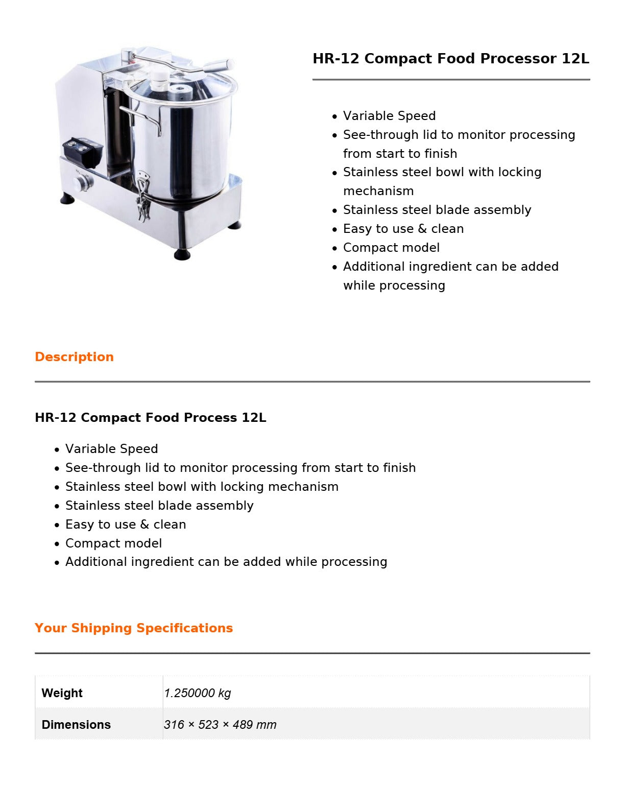 Yasaki HR-12 - Food Processor