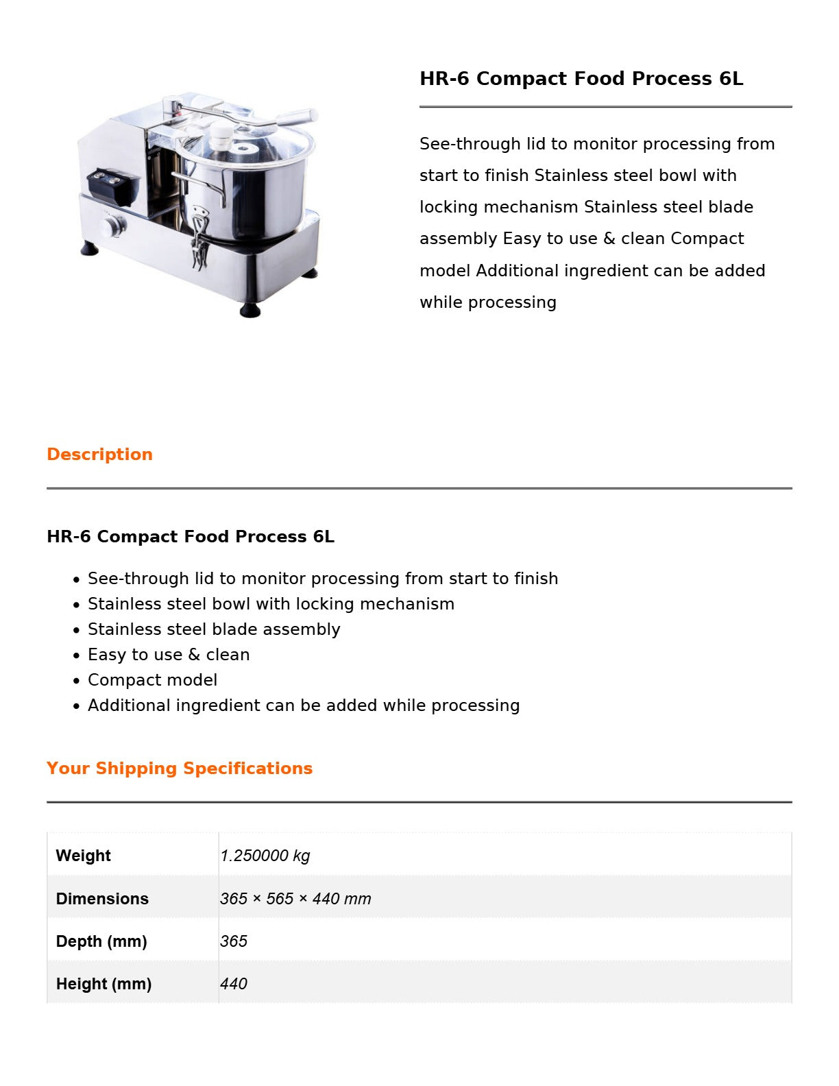 Yasaki HR-6 - Food Processor