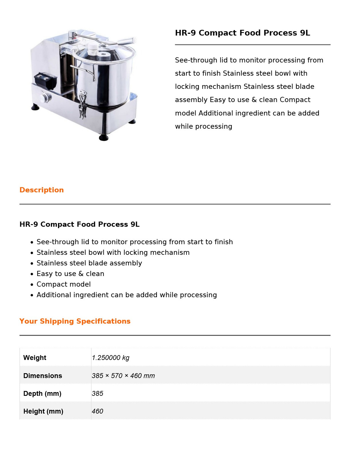 Yasaki HR-9 - Food Processor