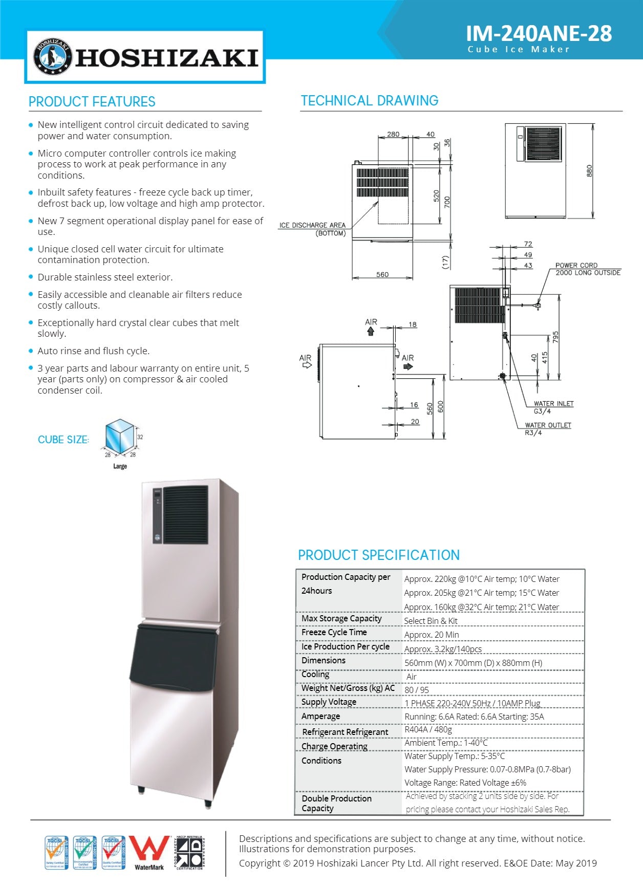 Thumbnail - Hoshizaki IM-240NE-28 - Cube Ice Machine