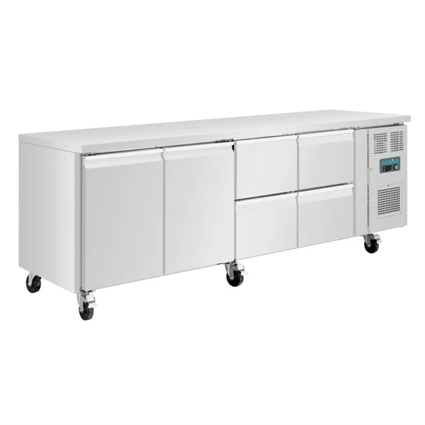 Polar UA021-A - Double Door/4 Drawer Counter Fridge