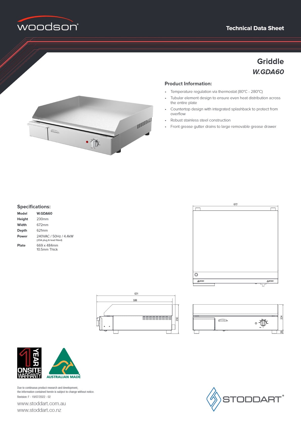 Woodson W.GDA60 - Griddle