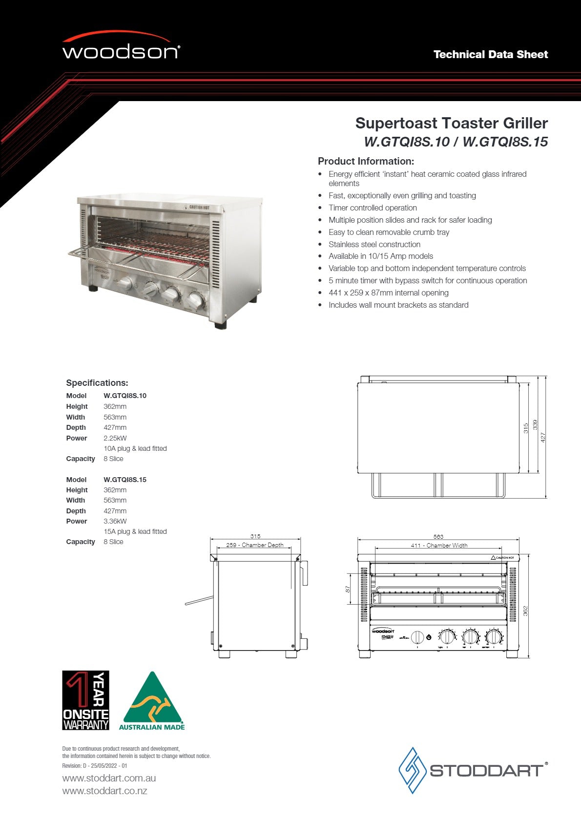 Woodson Supertoast W.GTQI8S.10 - Toaster Griller