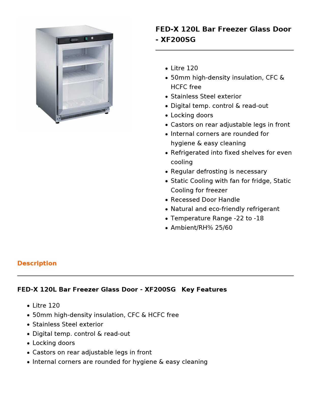 FED-X XF200SG - Bar Freezer