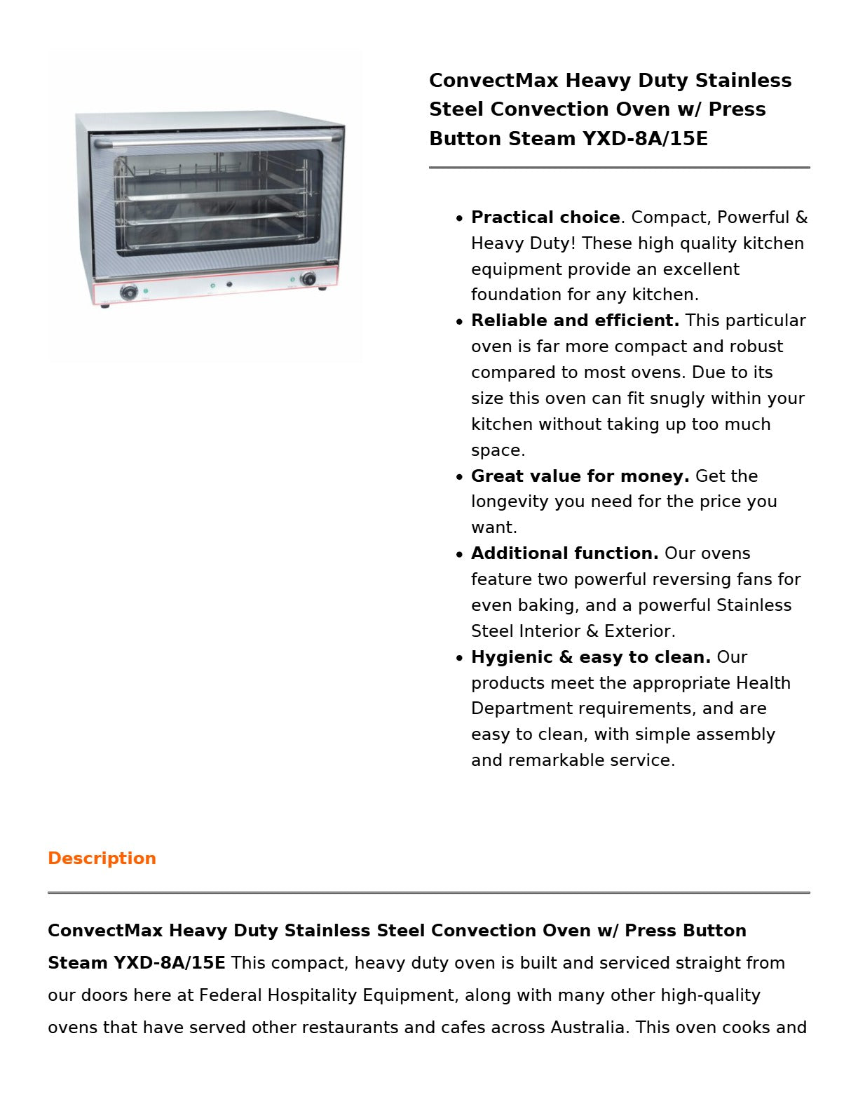 ConvectMax YXD-8A/15E - Convection Oven