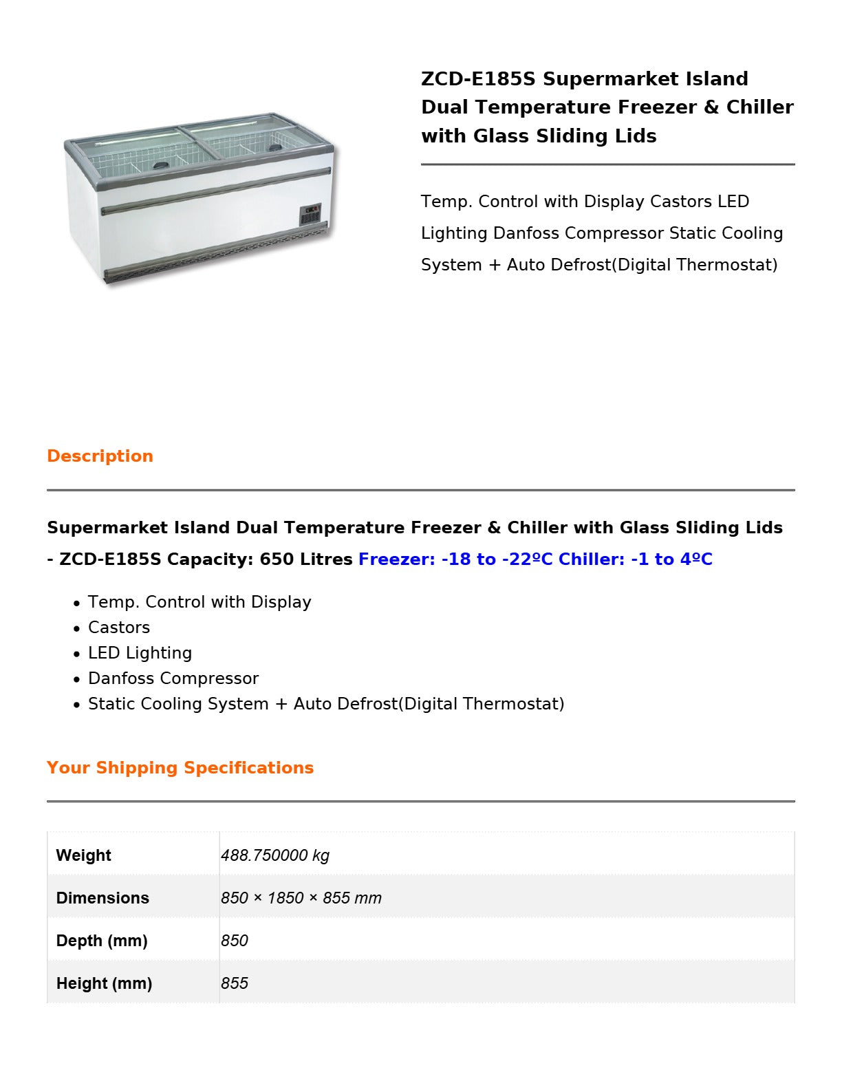 Thermaster ZCD-E185S - Dual Temperature Freezer & Chiller