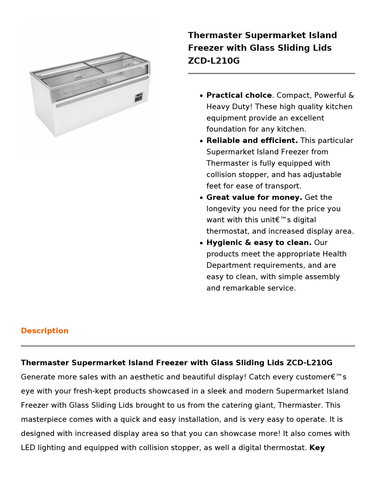 Thermaster ZCD-L210G - Island Freezer