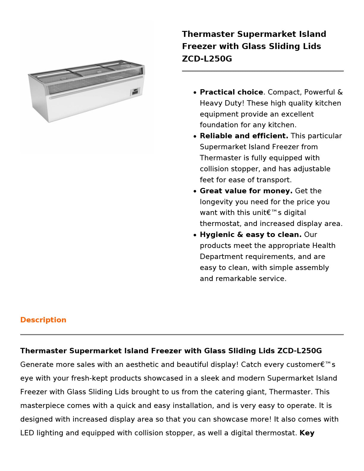 Thermaster ZCD-L250G - Island Freezer