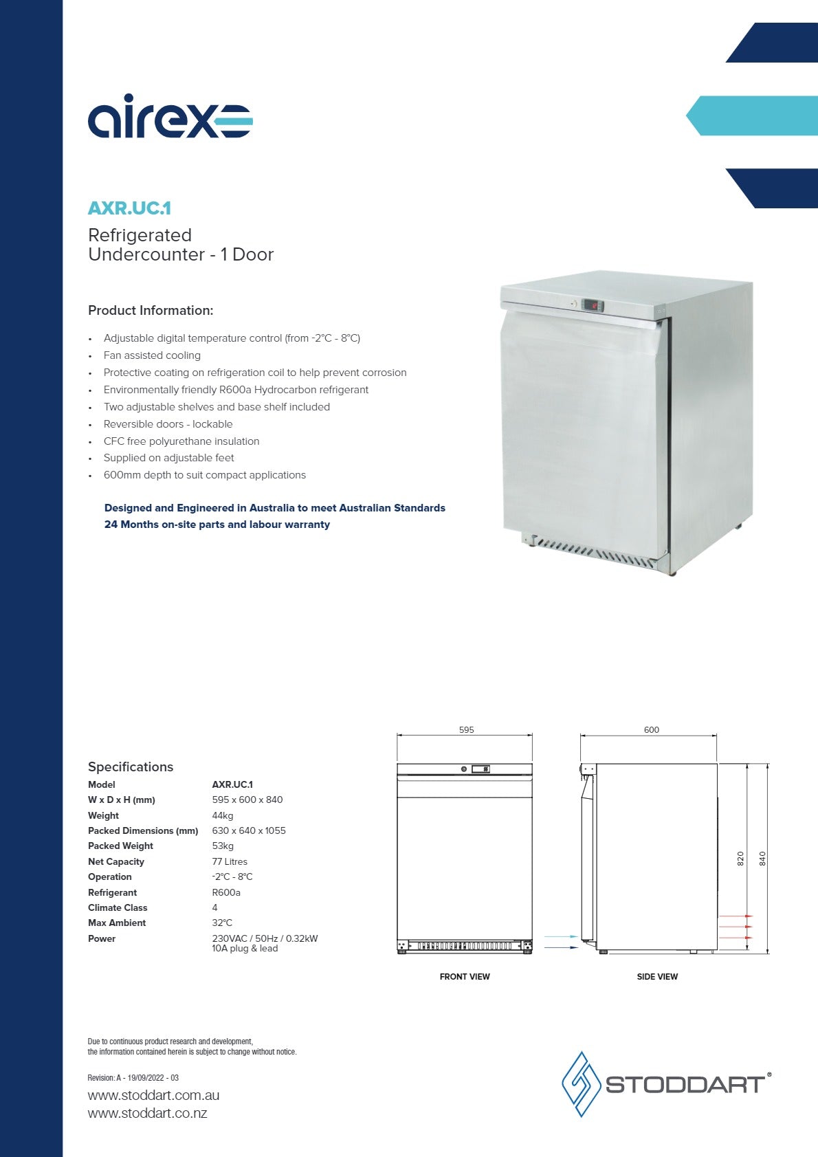 Thumbnail - Airex AXR.UC.1 - Under Bench Fridge