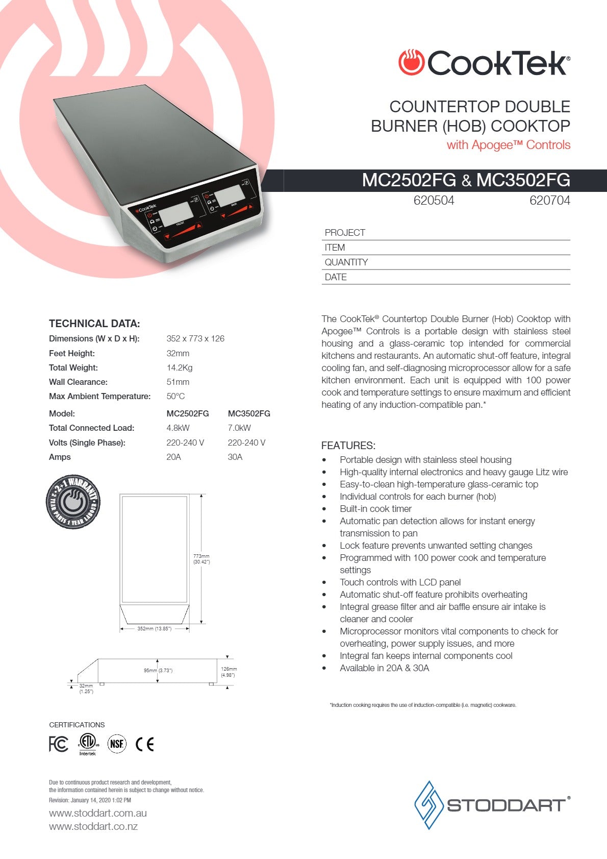 Thumbnail - CookTek MC2502FG - Induction Cook Top