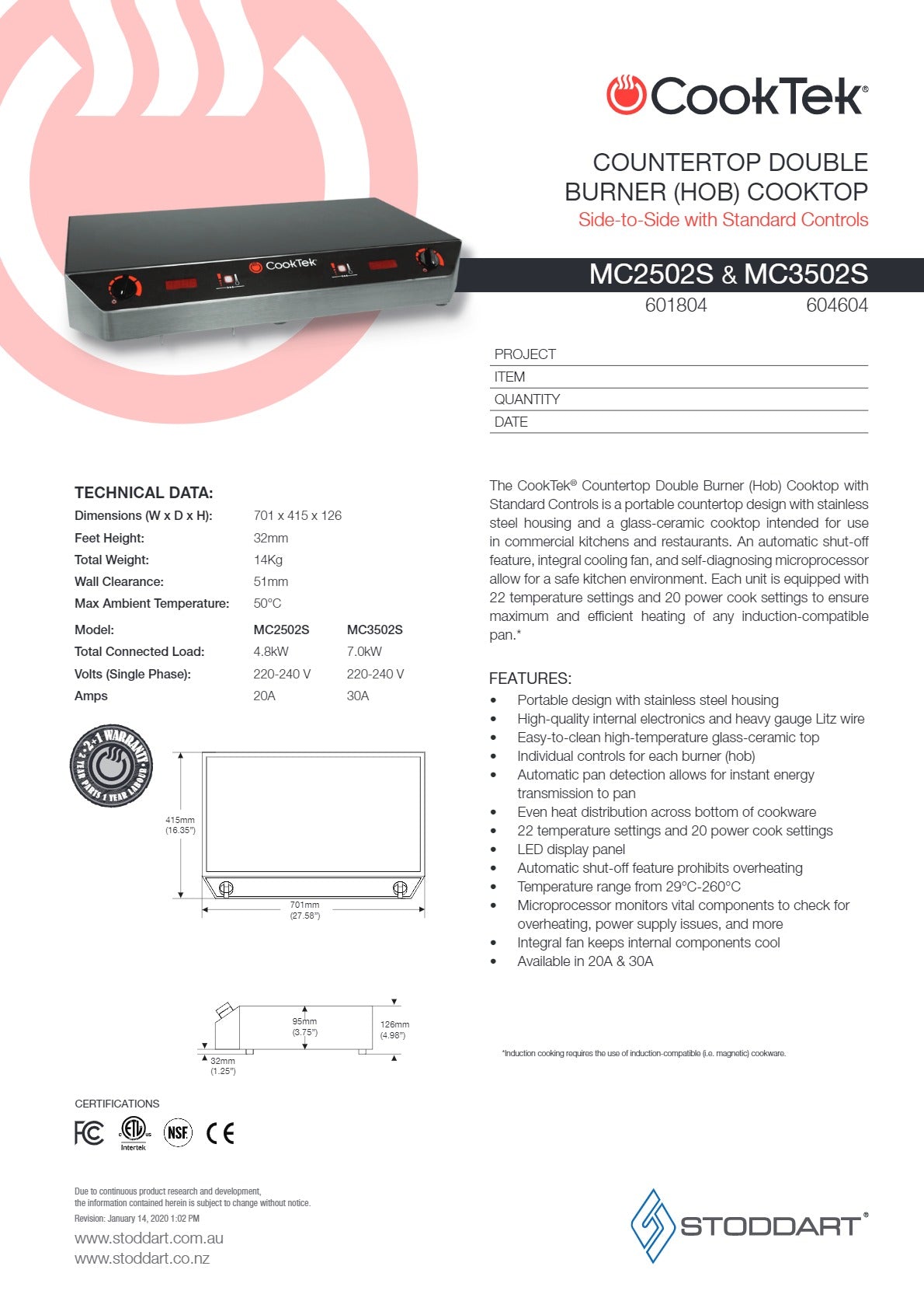 Thumbnail - CookTek MC3502S - Cook Top