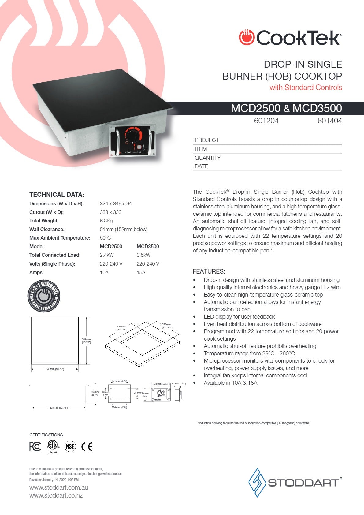 CookTek MCD2500 - Cook Top